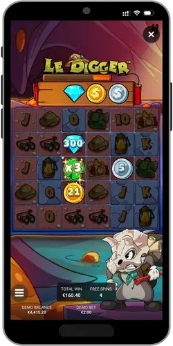 Klöver multiplicerar mynt i Le Digger bonus